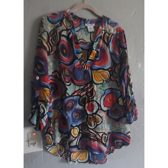 VINTAGE Vantarsi Tops Blouse Women XL, Polyester,Abstract,20 Inch Of Arm To Arm - Picture 7 of 12
